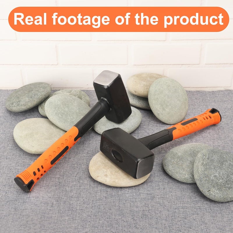 GENHAKON 2 Packs 3.3lb Sledgehammer with 9 Inch long Fiberglass Handle, Sledge Hammer, No-Slip Rubber Grip, and Forged Steel Construction,(3.3-Pound Sledge), by - Image 4